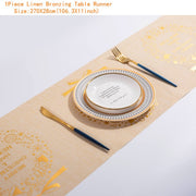 Christmas Gift Linen Elk Snowman Table Runner