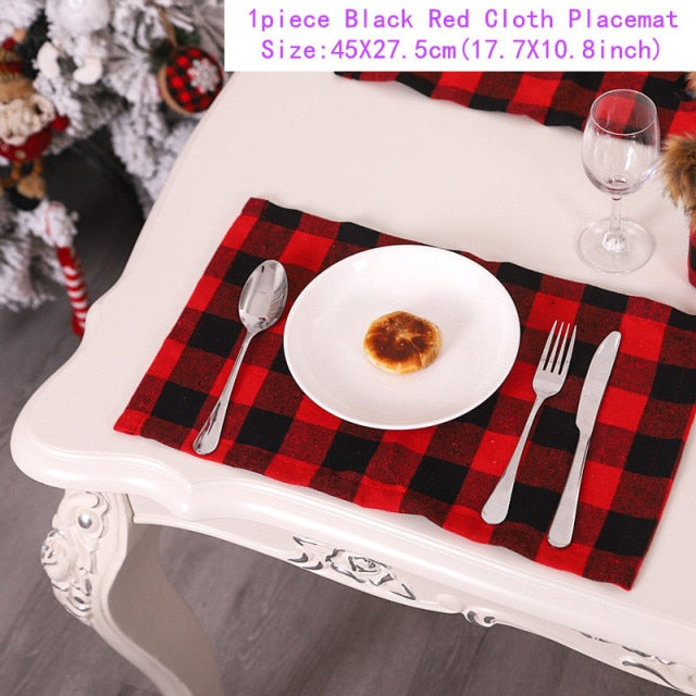 Christmas Gift Linen Elk Snowman Table Runner