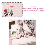 Christmas Gift Linen Elk Snowman Table Runner