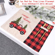 Christmas Gift Linen Elk Snowman Table Runner