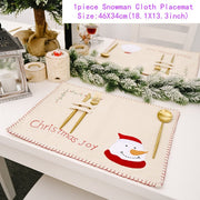 Christmas Gift Linen Elk Snowman Table Runner