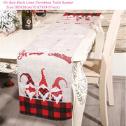 Christmas Gift Linen Elk Snowman Table Runner