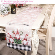 Christmas Gift Linen Elk Snowman Table Runner