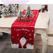 Christmas Gift Linen Elk Snowman Table Runner
