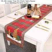 Christmas Gift Linen Elk Snowman Table Runner