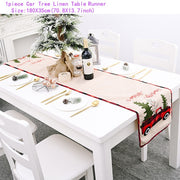 Christmas Gift Linen Elk Snowman Table Runner