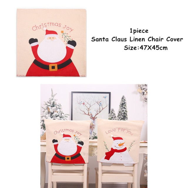 Christmas Gift Linen Elk Snowman Table Runner