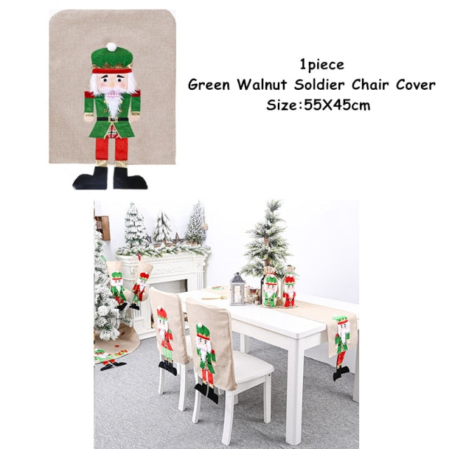 Christmas Gift Linen Elk Snowman Table Runner