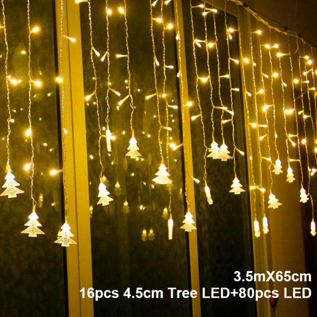 Elk Bell String Garland Curtain Light LED Christmas Decor - Christmas Trees USA