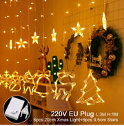 Elk Bell String Garland Curtain Light LED Christmas Decor - Christmas Trees USA