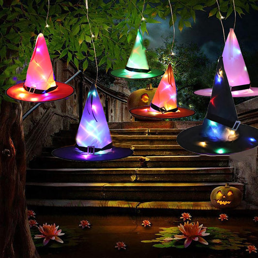 Halloween Decoration Witch Hat LED Lights Halloween Elf Ears Kids Home Party Decor Supplies Outdoor Tree Hanging Ornament Diy - Christmas Trees USA
