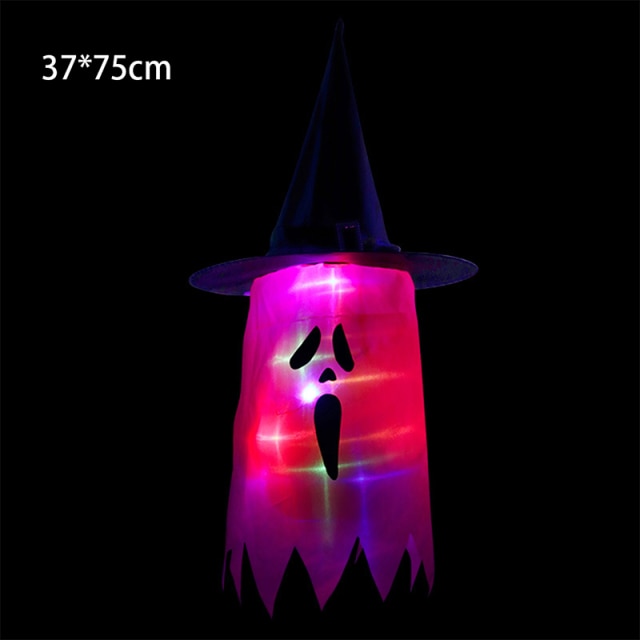 Halloween Decoration Witch Hat LED Lights Halloween Elf Ears Kids Home Party Decor Supplies Outdoor Tree Hanging Ornament Diy - Christmas Trees USA