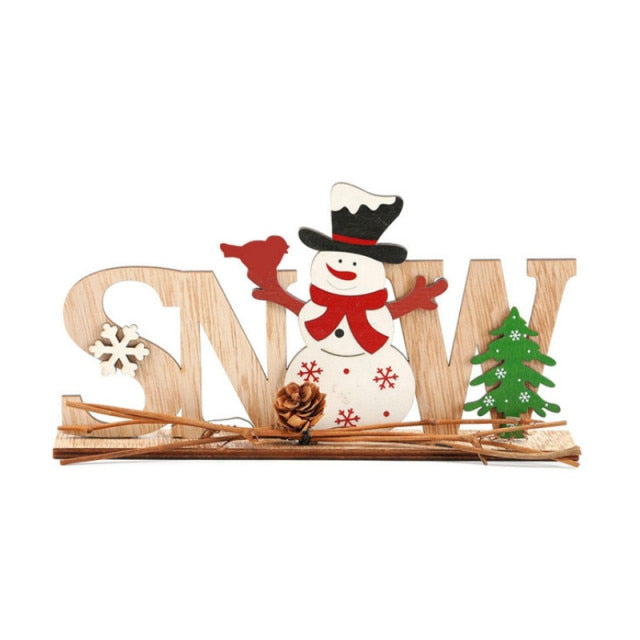 Christmas Decorations Snow Xmas Wooden Ornaments