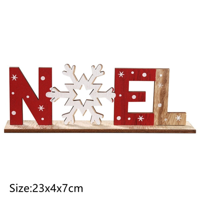 Christmas Decorations Snow Xmas Wooden Ornaments