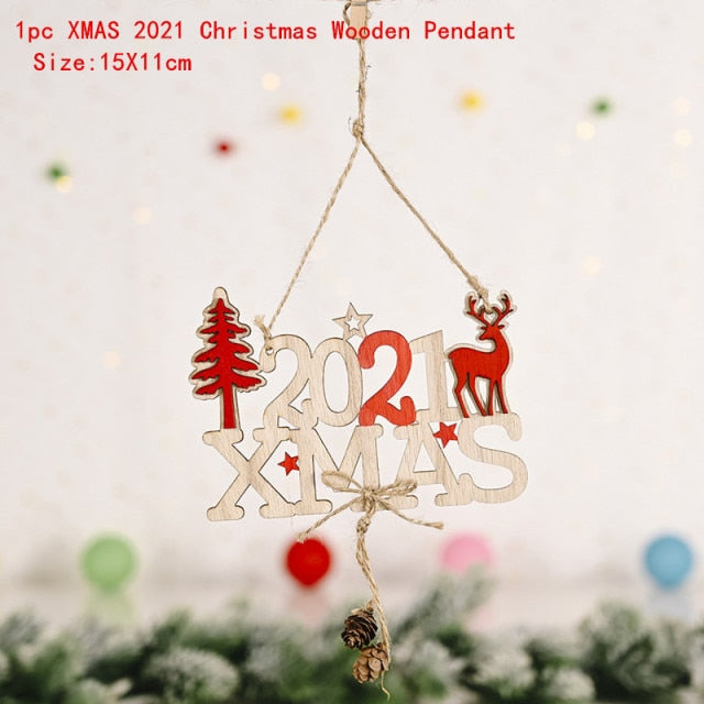 Christmas Decorations Snow Xmas Wooden Ornaments