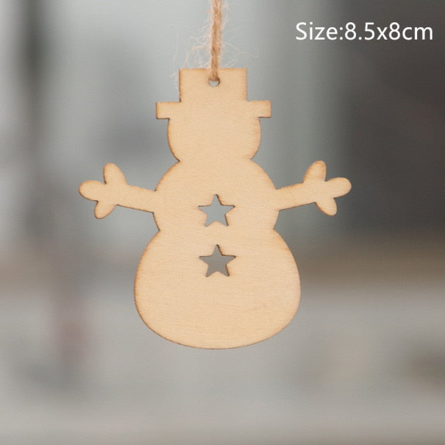Christmas Decorations Snow Xmas Wooden Ornaments