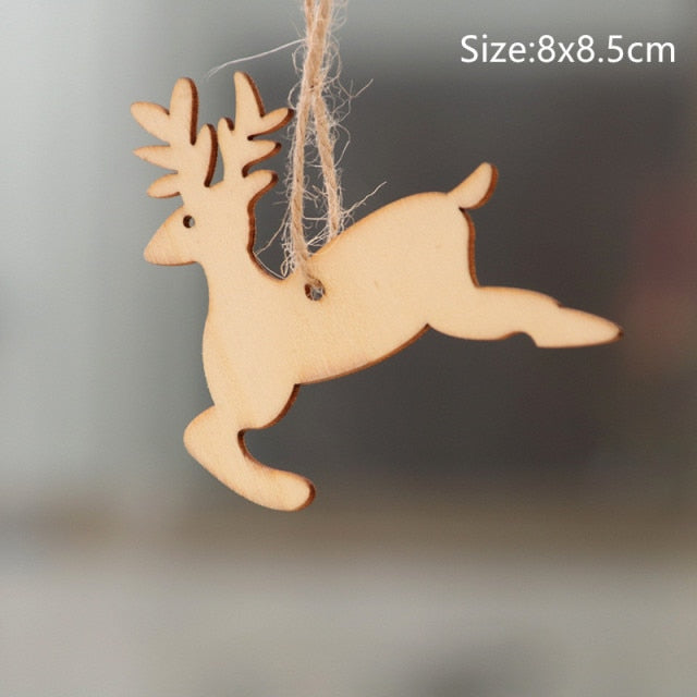 Christmas Decorations Snow Xmas Wooden Ornaments