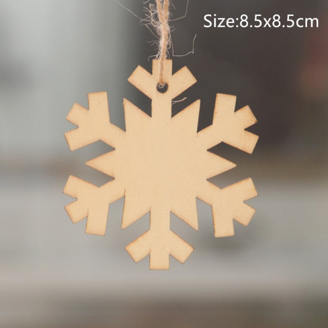 Christmas Decorations Snow Xmas Wooden Ornaments