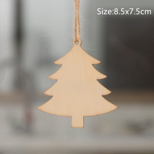 Christmas Decorations Snow Xmas Wooden Ornaments