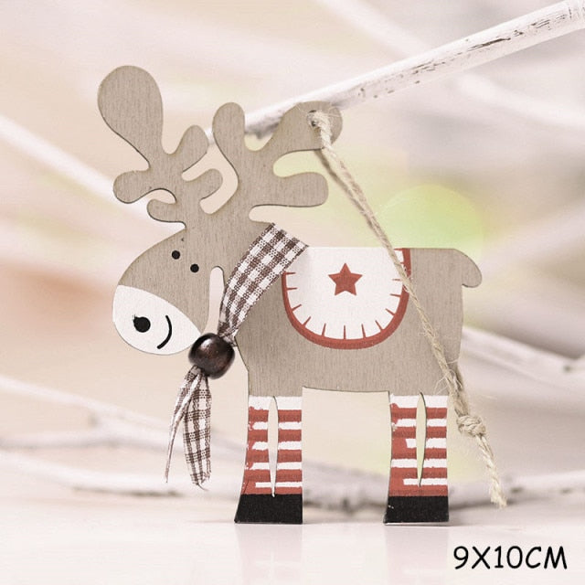 Christmas Decorations Snow Xmas Wooden Ornaments