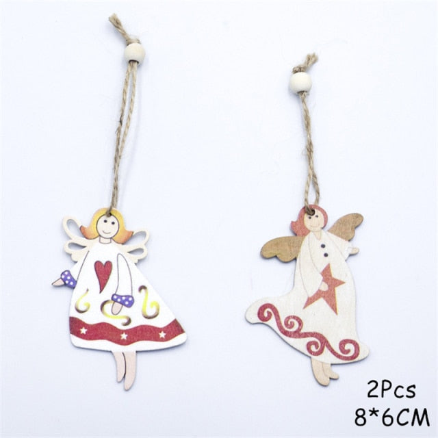 Christmas Decorations Snow Xmas Wooden Ornaments
