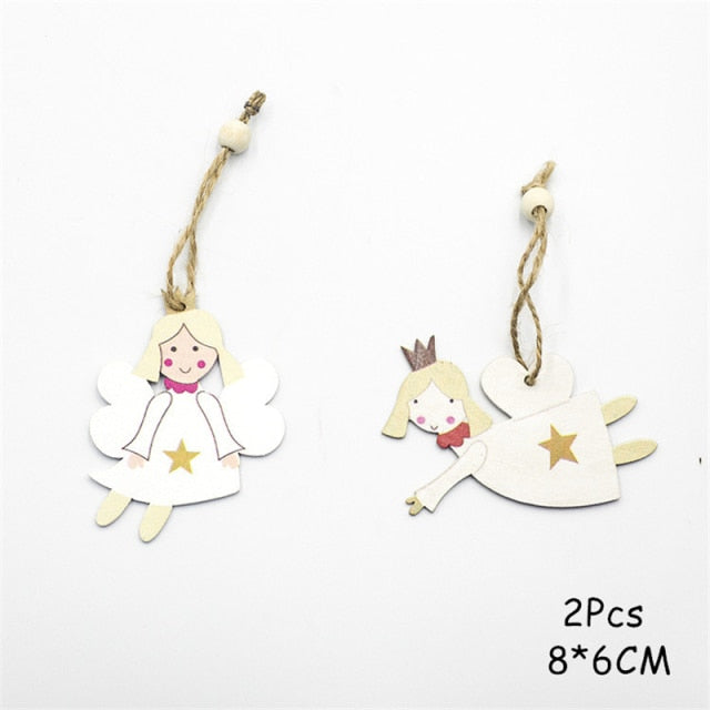 Christmas Decorations Snow Xmas Wooden Ornaments