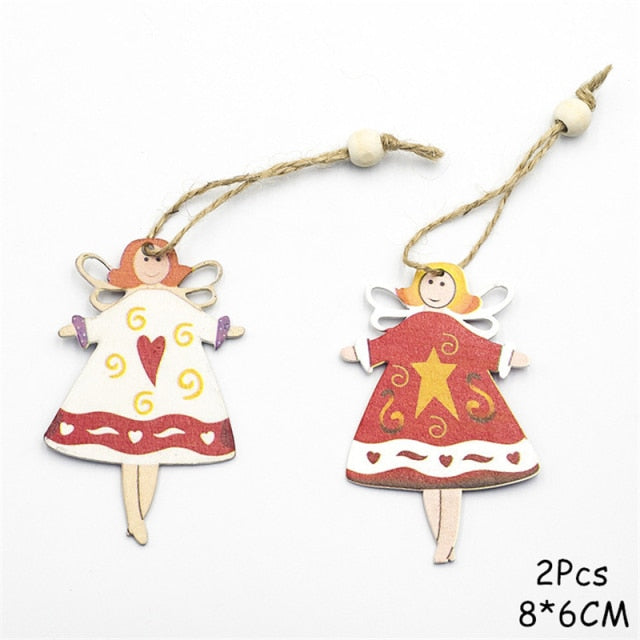 Christmas Decorations Snow Xmas Wooden Ornaments