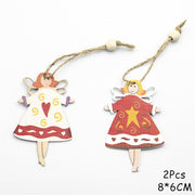 Christmas Decorations Snow Xmas Wooden Ornaments
