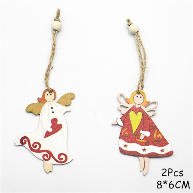 Christmas Decorations Snow Xmas Wooden Ornaments