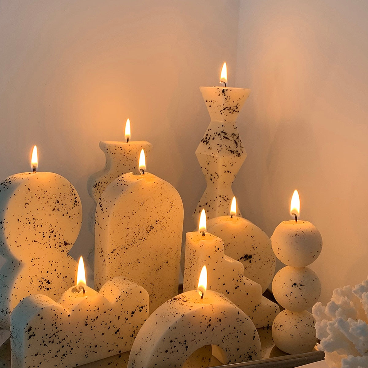 Handmade Ink Splashing Candle Irregular Long Pole Candle Ball Ladder Wave Arch
