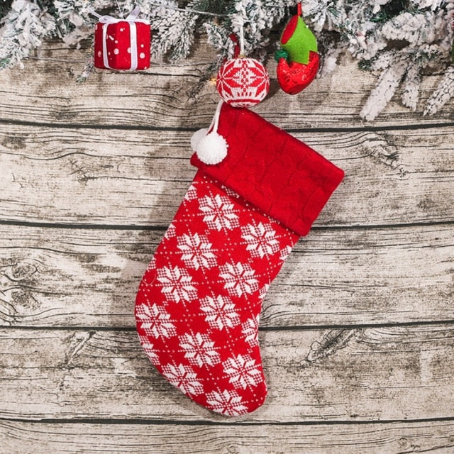Fireplace Decoration Christmas Stockings With Santa and Star Sticker on It - Christmas Trees USA