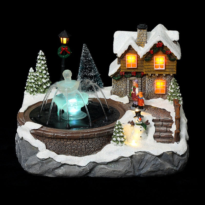 Luminous House Christmas Decoration With Waterfall