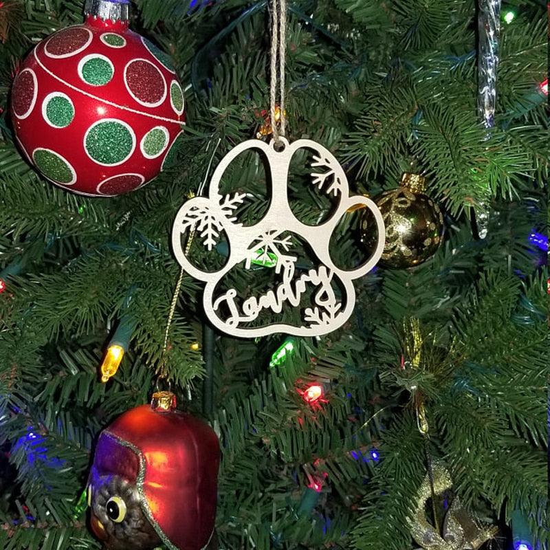 Custom Dog Paw Christmas Ornament