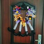 Halloween Wreath Door Hanging Decoration Halloween Witch Hat Leg Pumpkin - Christmas Trees USA