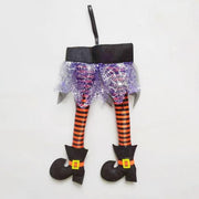 Halloween Wreath Door Hanging Decoration Halloween Witch Hat Leg Pumpkin - Christmas Trees USA