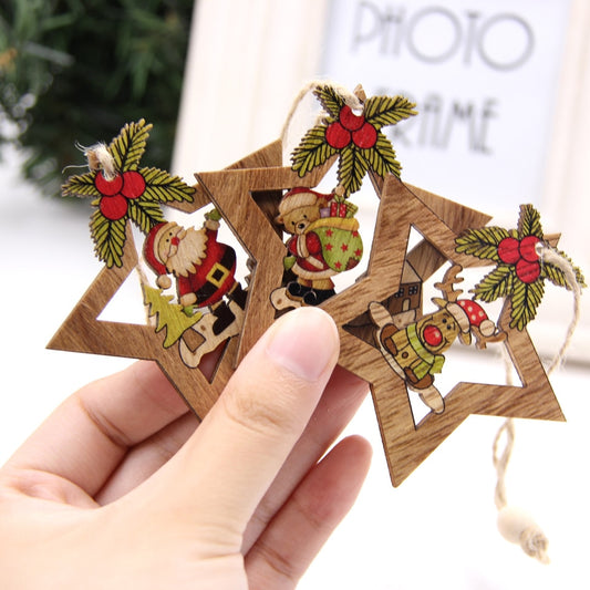 Star Shaped Wooden Pendant Ornaments
