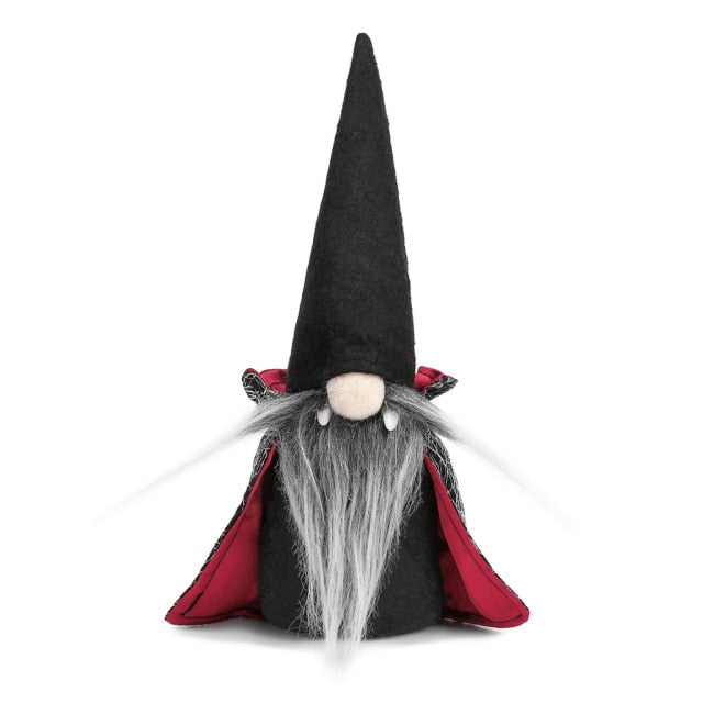 Halloween Handmade Tomte Toy Swedish Gnomes Ornaments with Witch Cloak Hat