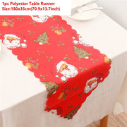 Christmas Gift Linen Elk Snowman Table Runner