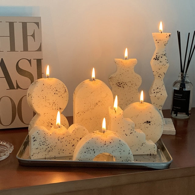 Handmade Ink Splashing Candle Irregular Long Pole Candle Ball Ladder Wave Arch