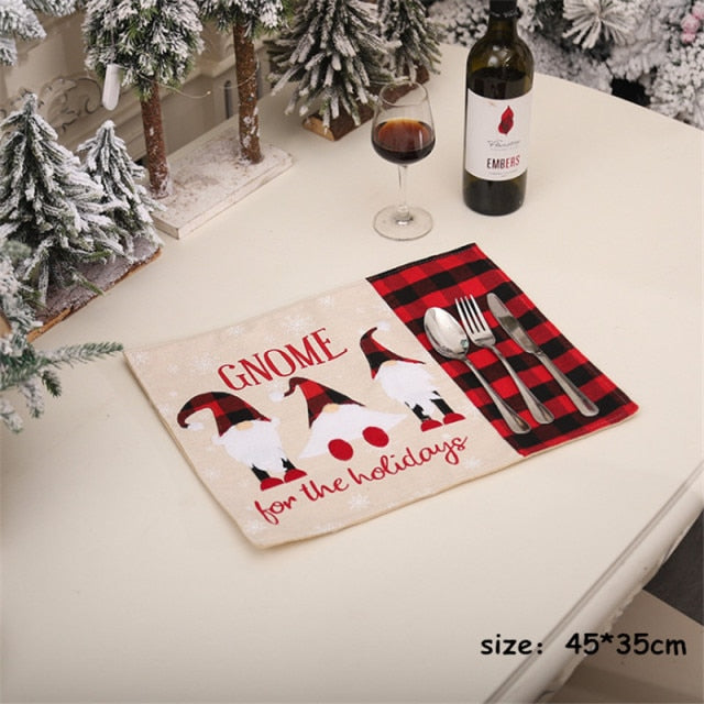 Christmas Placemats Non Slip Heat-Resistant Table Mats Forest Man Xmas