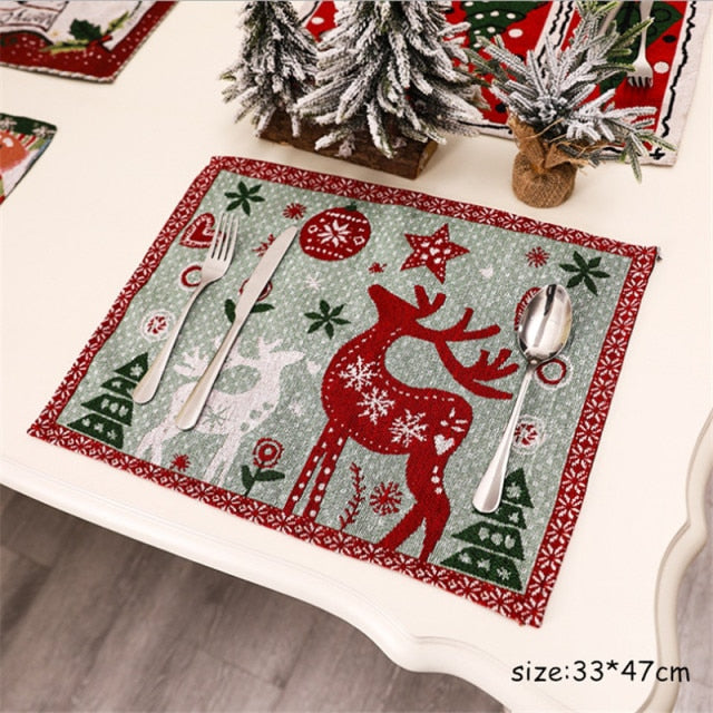 Christmas Placemats Non Slip Heat-Resistant Table Mats Forest Man Xmas