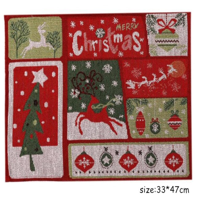 Christmas Placemats Non Slip Heat-Resistant Table Mats Forest Man Xmas
