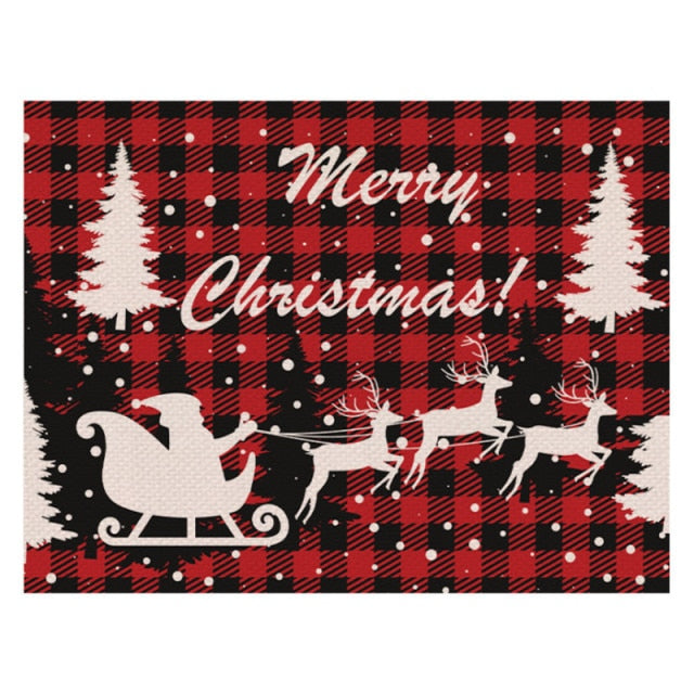 Christmas Placemats Non Slip Heat-Resistant Table Mats Forest Man Xmas
