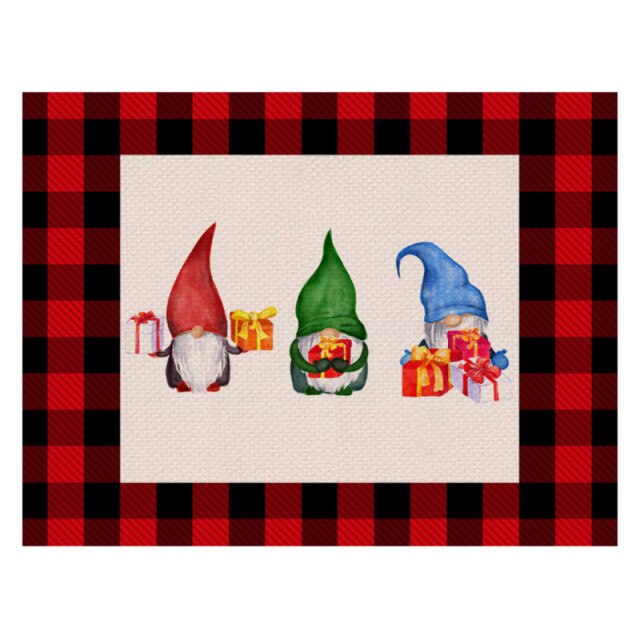 Christmas Placemats Non Slip Heat-Resistant Table Mats Forest Man Xmas