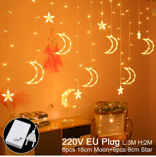 Moon Star LED Light String Merry Christmas Decorations - Christmas Trees USA
