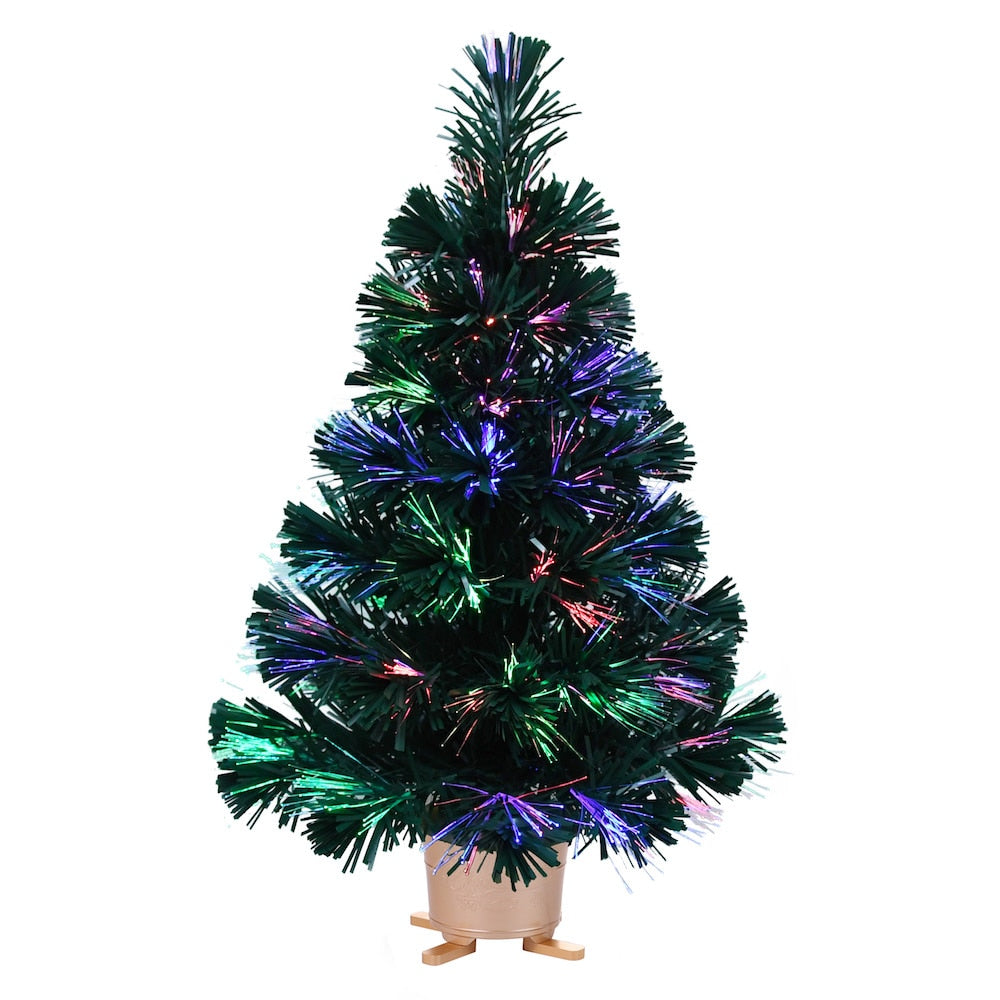 24 or 32 Inch Green Fiber Optic Lighting Christmas Tree with colorful changing LED lights - Christmas Trees USA