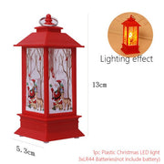 Santa Claus Snowman Lantern Light Merry Christmas - Christmas Trees USA