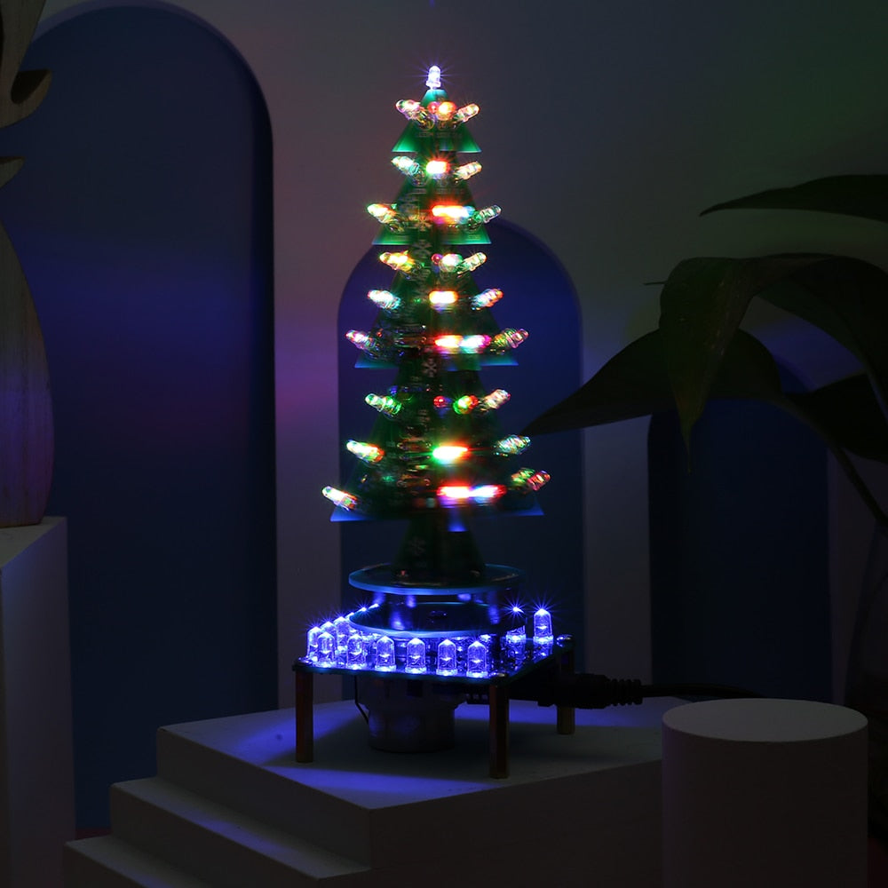 DIY Kit RGB Auto-Rotate Flash LED Circuit Music Christmas Trees - Christmas Trees USA
