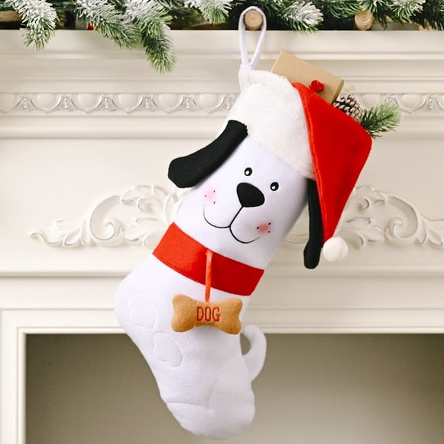 Christmas Decoration With Dog Bones Gift Pet Socks - Christmas Trees USA