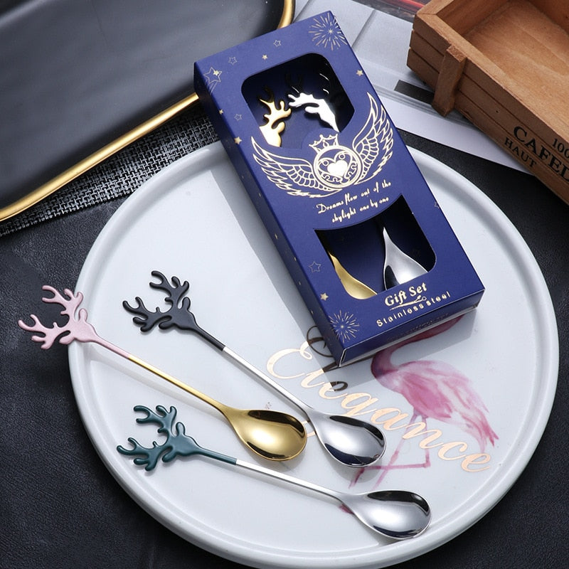 Navidad Merry Christmas Elk Tree Spoons